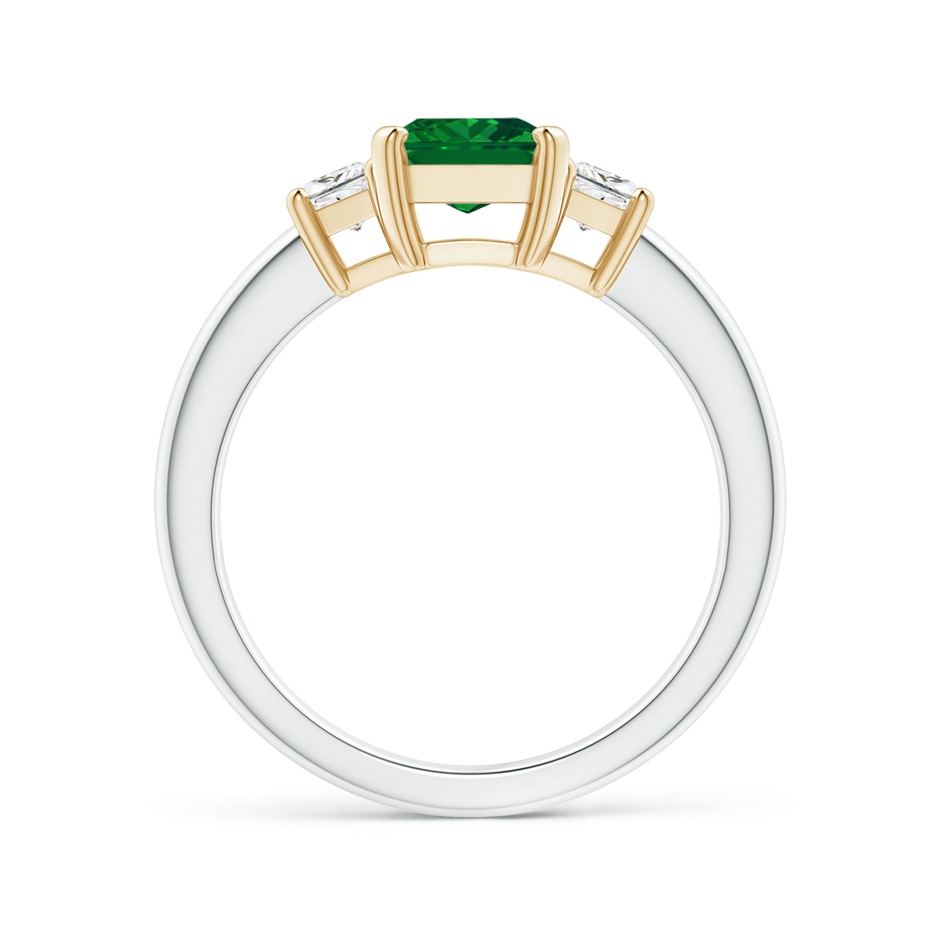 8x6mm AAAA Emerald and Diamond Three Stone Ring in White Gold Yellow Gold side 199