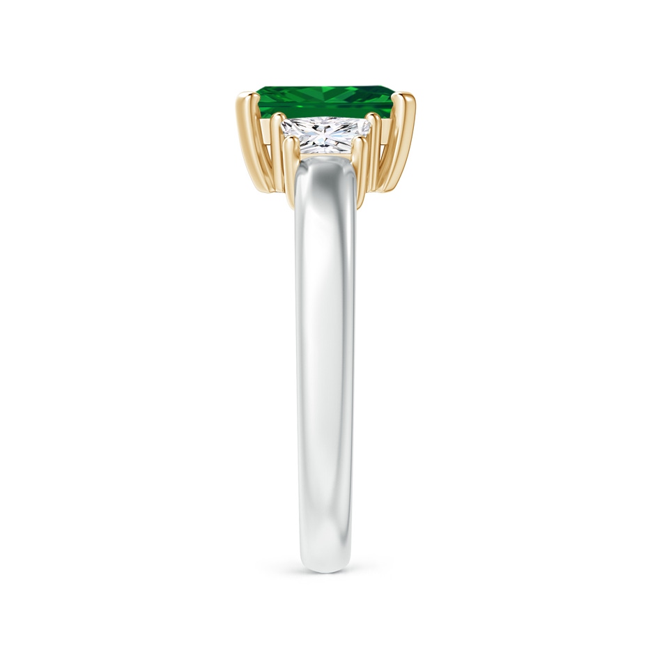 8x6mm AAAA Emerald and Diamond Three Stone Ring in White Gold Yellow Gold side 299