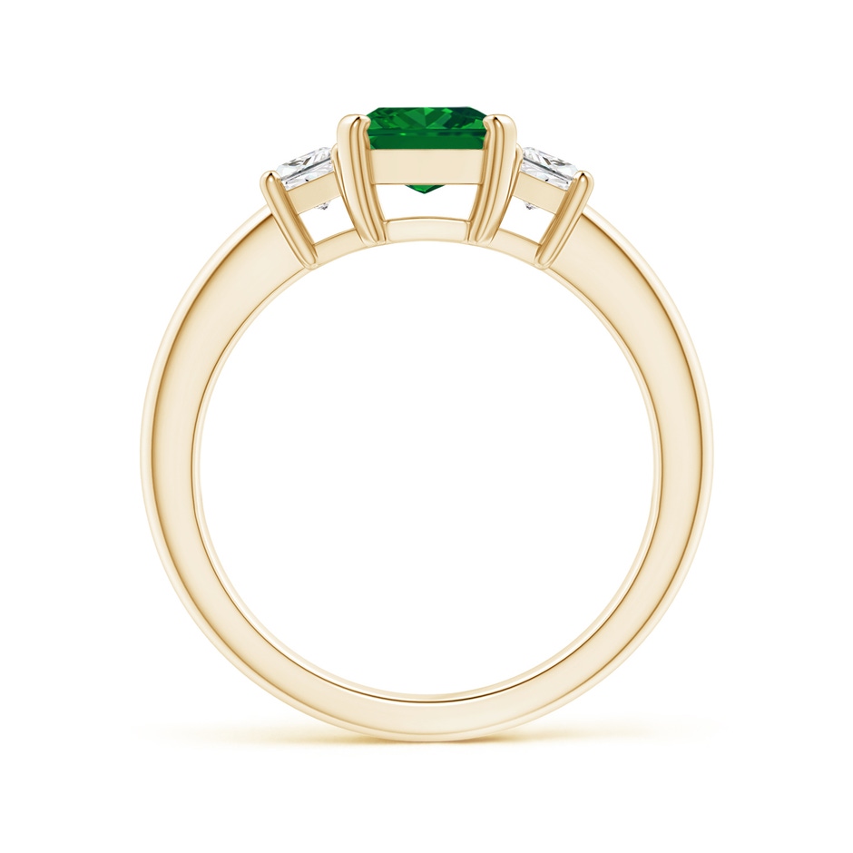 8x6mm AAAA Emerald and Diamond Three Stone Ring in Yellow Gold side 199