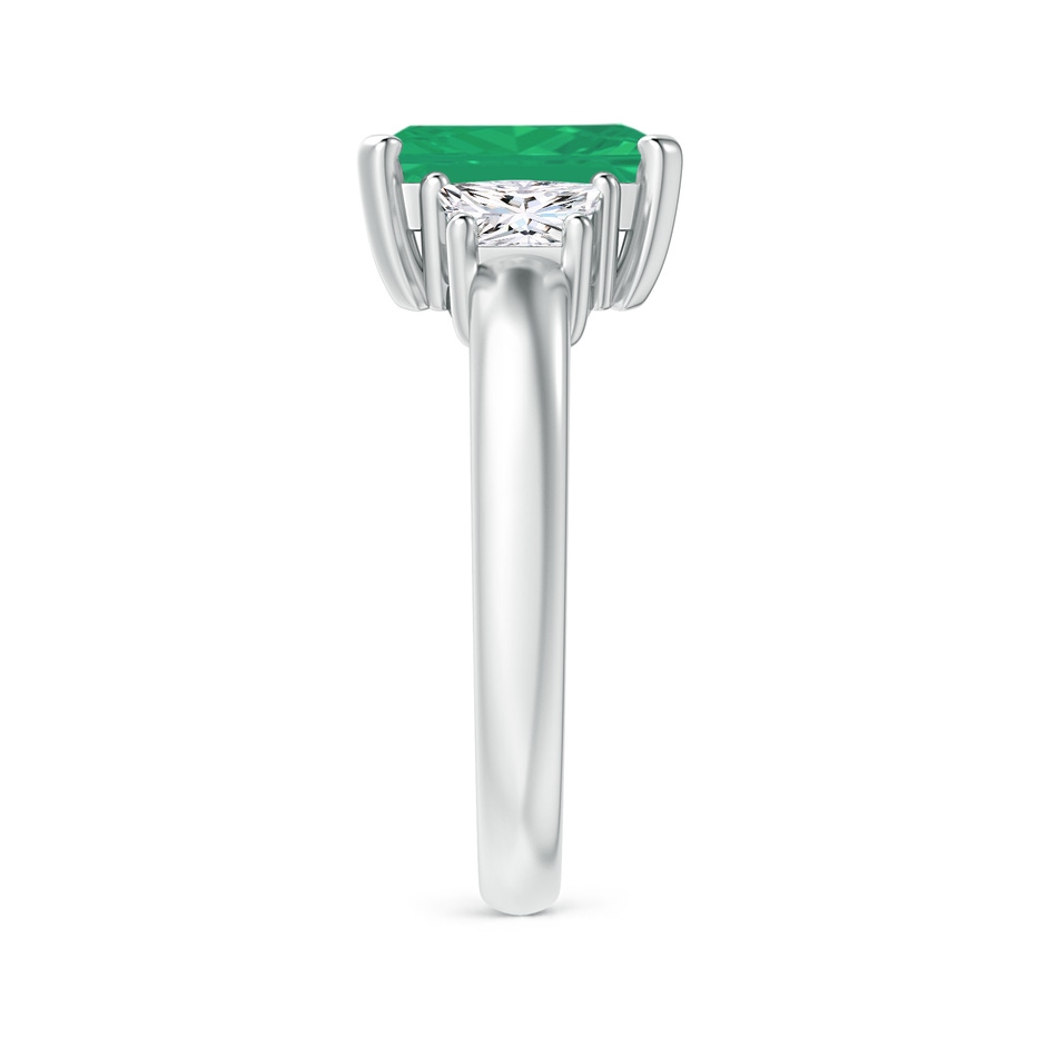 9x7mm A Emerald and Diamond Three Stone Ring in White Gold side 299