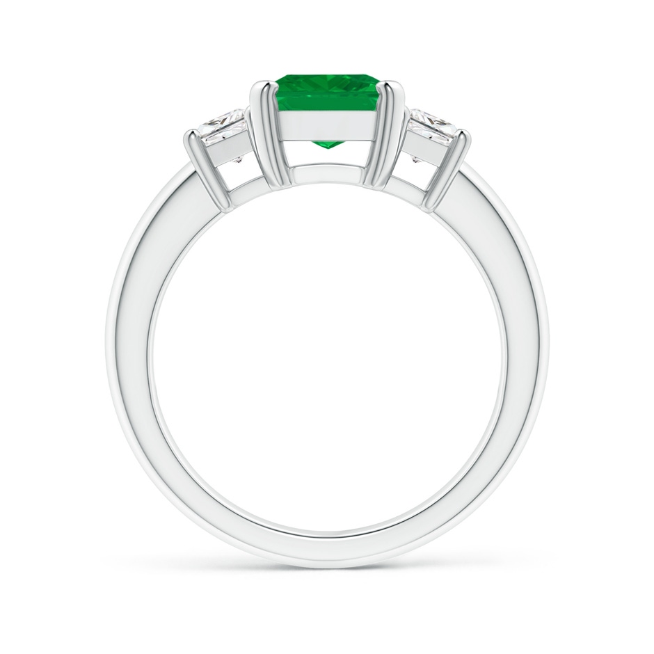 9x7mm AA Emerald and Diamond Three Stone Ring in P950 Platinum side 199