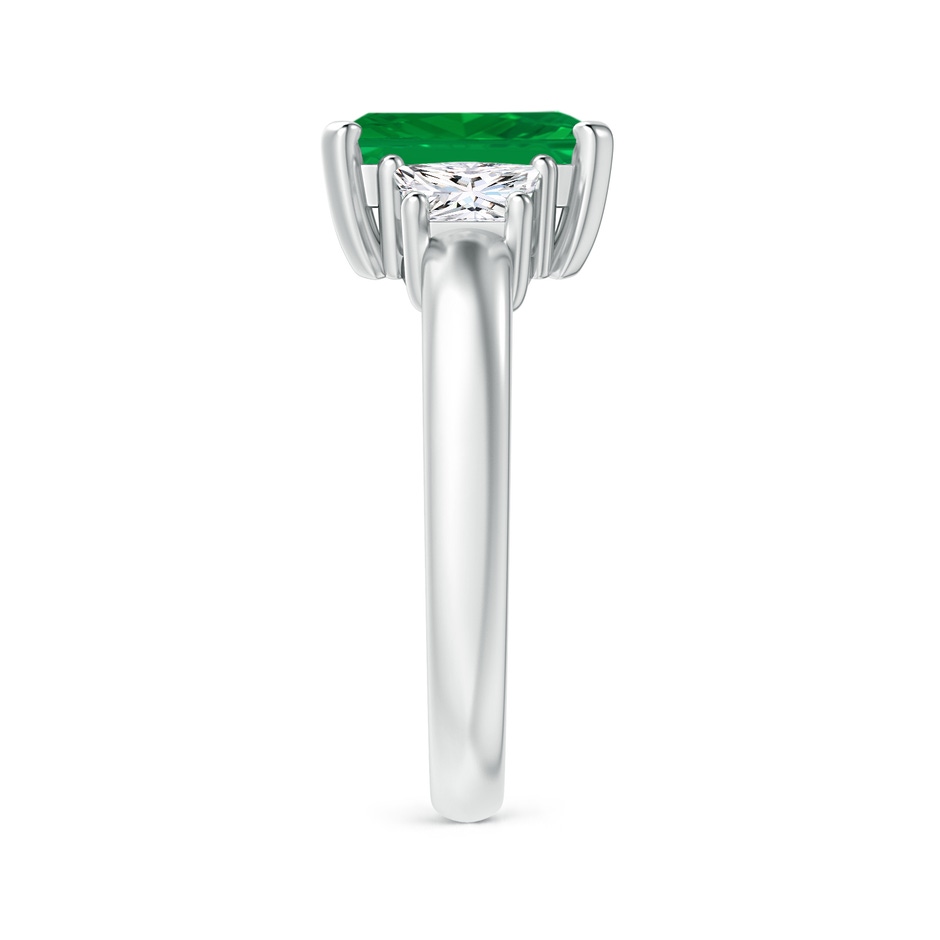 9x7mm AA Emerald and Diamond Three Stone Ring in P950 Platinum side 299