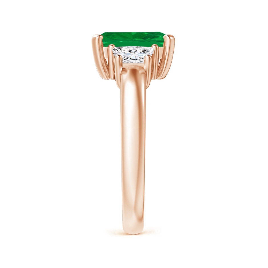 9x7mm AA Emerald and Diamond Three Stone Ring in Rose Gold side 299