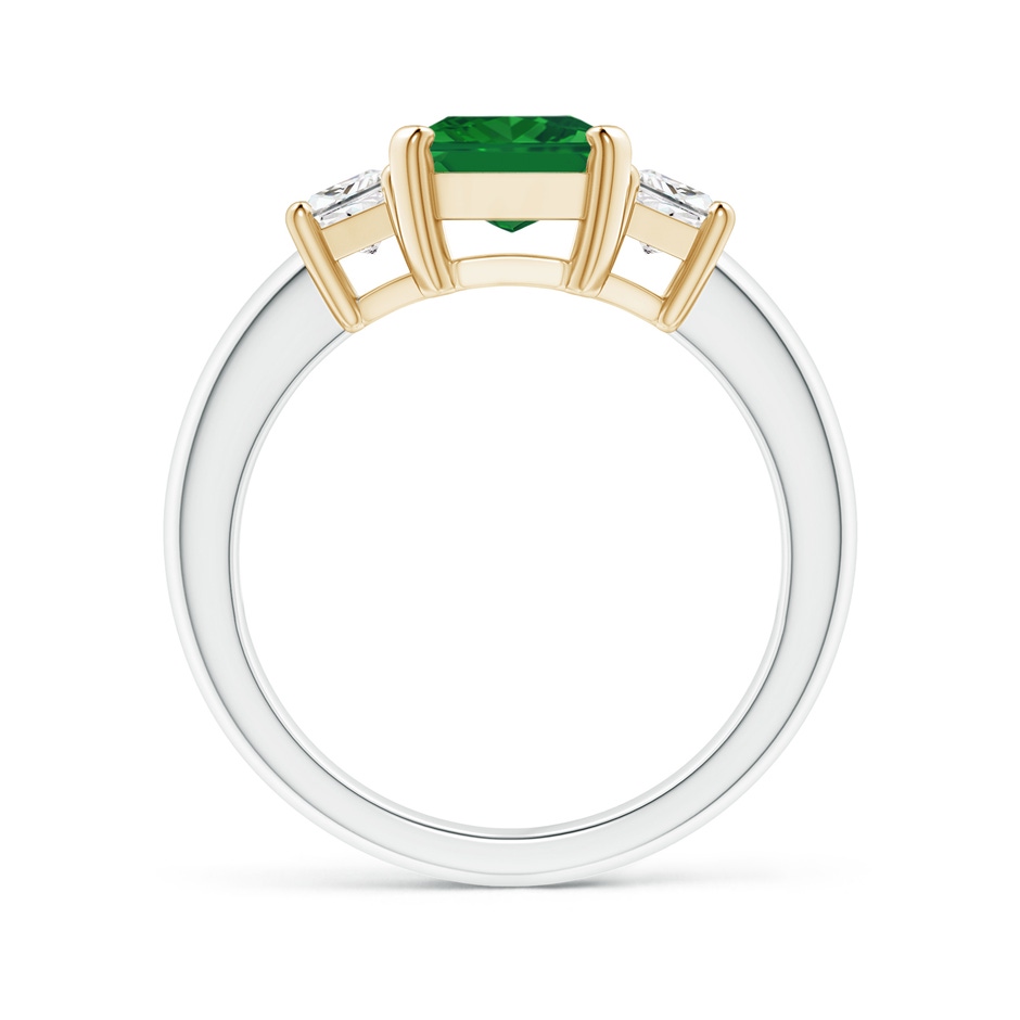 9x7mm AAA Emerald and Diamond Three Stone Ring in White Gold Yellow Gold side 199