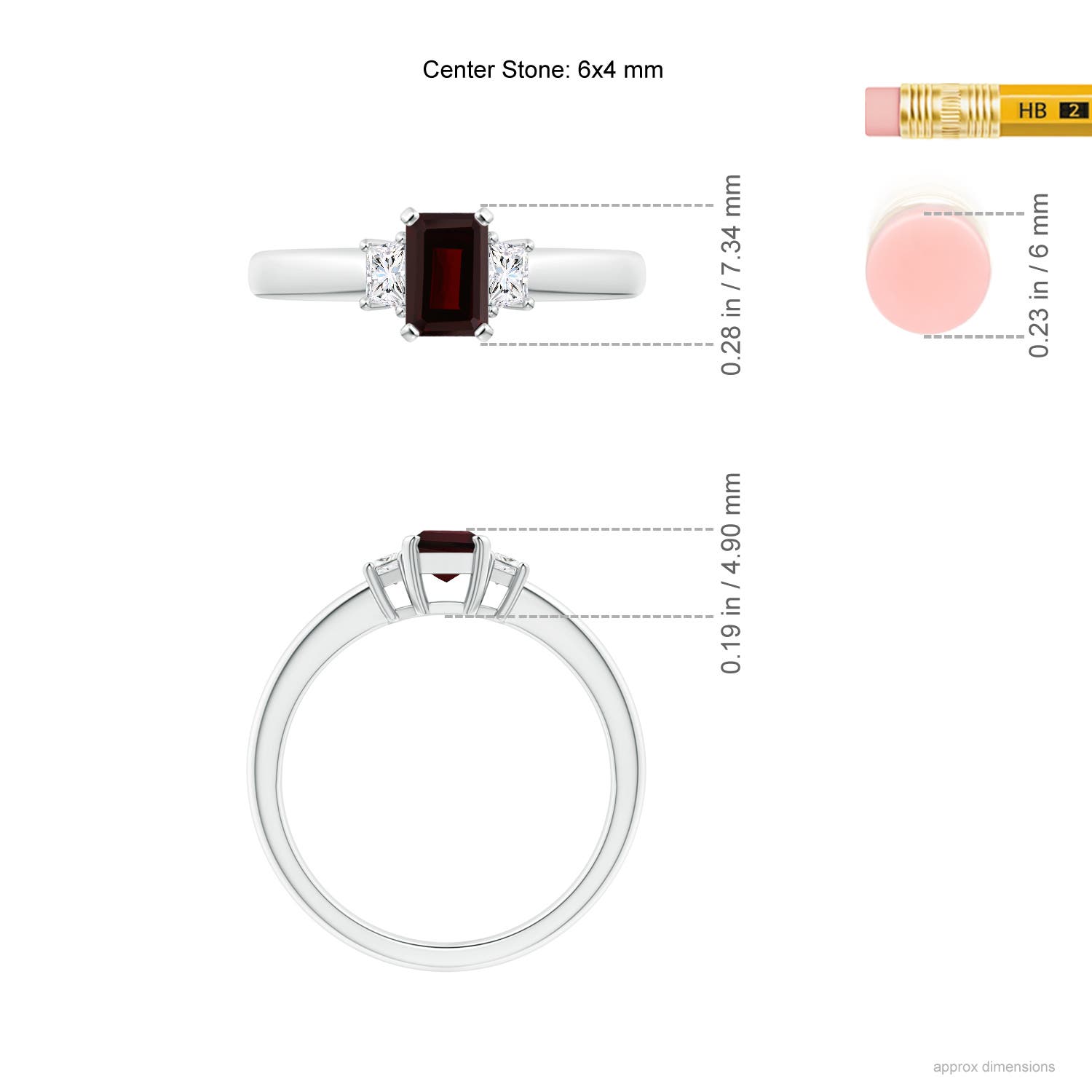 A - Garnet / 0.9 CT / 14 KT White Gold