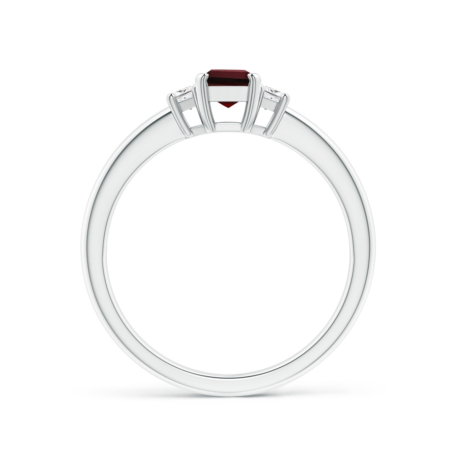 6x4mm AAA Emerald-Cut Garnet and Trapezoid Diamond Three Stone Ring in White Gold side 199