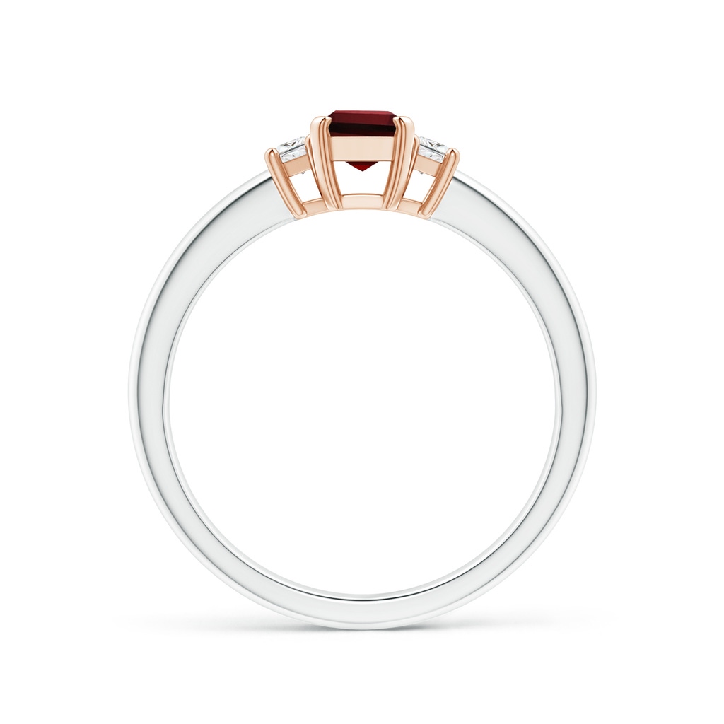 6x4mm AAAA Emerald-Cut Garnet and Trapezoid Diamond Three Stone Ring in White Gold Rose Gold - side 199