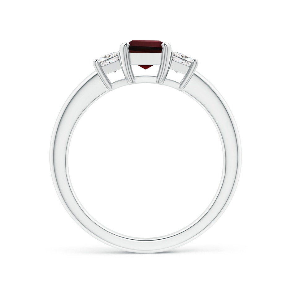 7x5mm AAA Emerald-Cut Garnet and Trapezoid Diamond Three Stone Ring in White Gold side 199