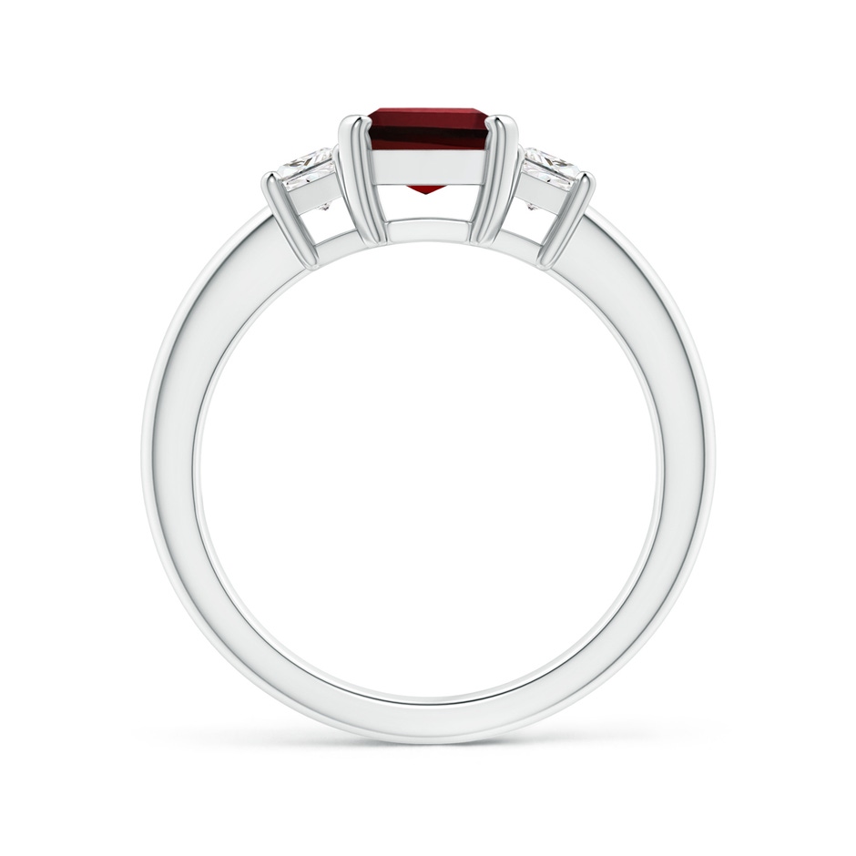 8x6mm AAAA Emerald-Cut Garnet and Trapezoid Diamond Three Stone Ring in P950 Platinum side 199