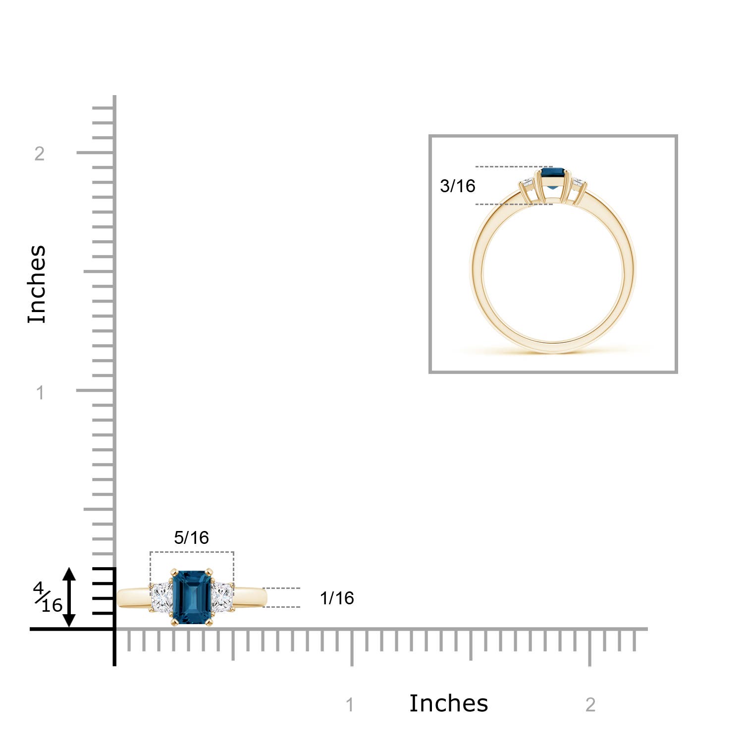 AAA - London Blue Topaz / 0.85 CT / 14 KT Yellow Gold