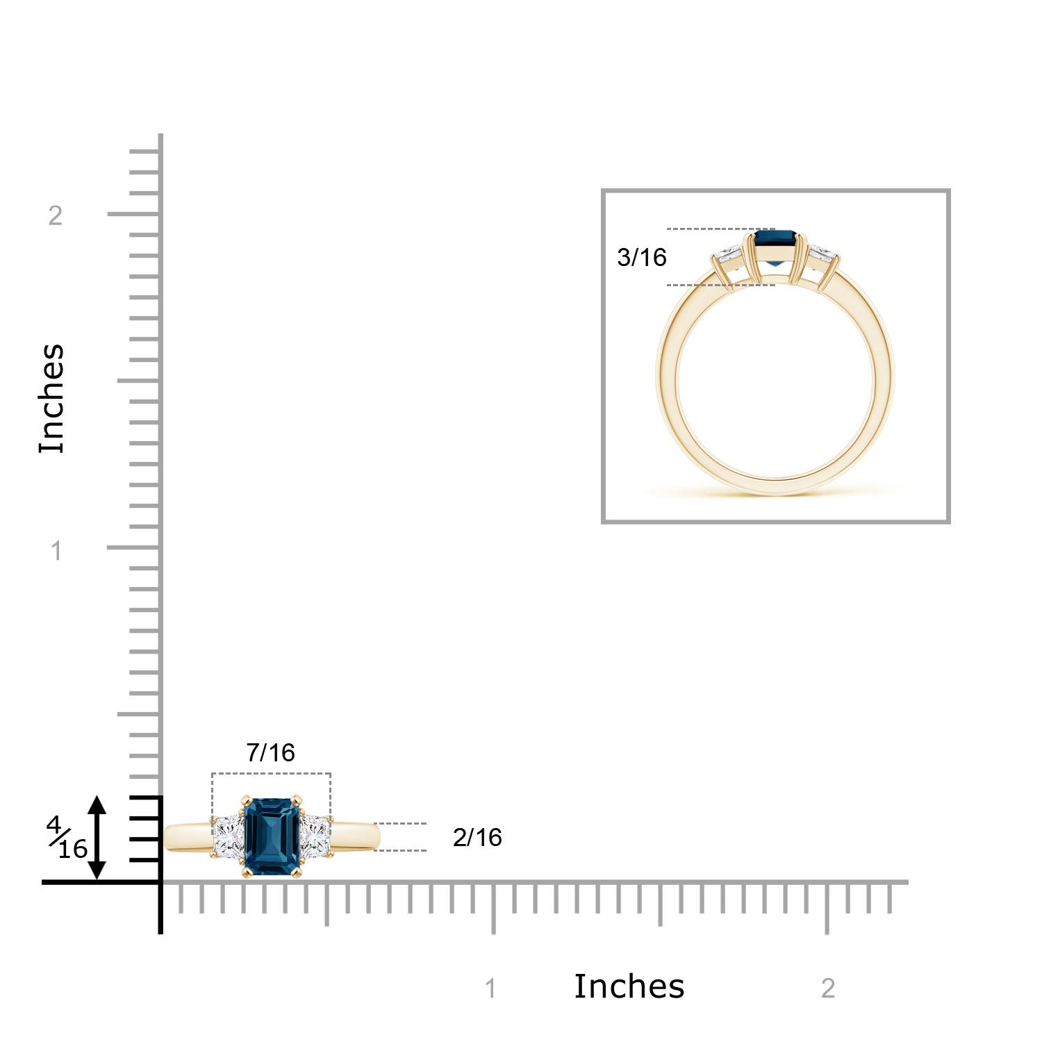 AAAA - London Blue Topaz / 1.52 CT / 14 KT Yellow Gold