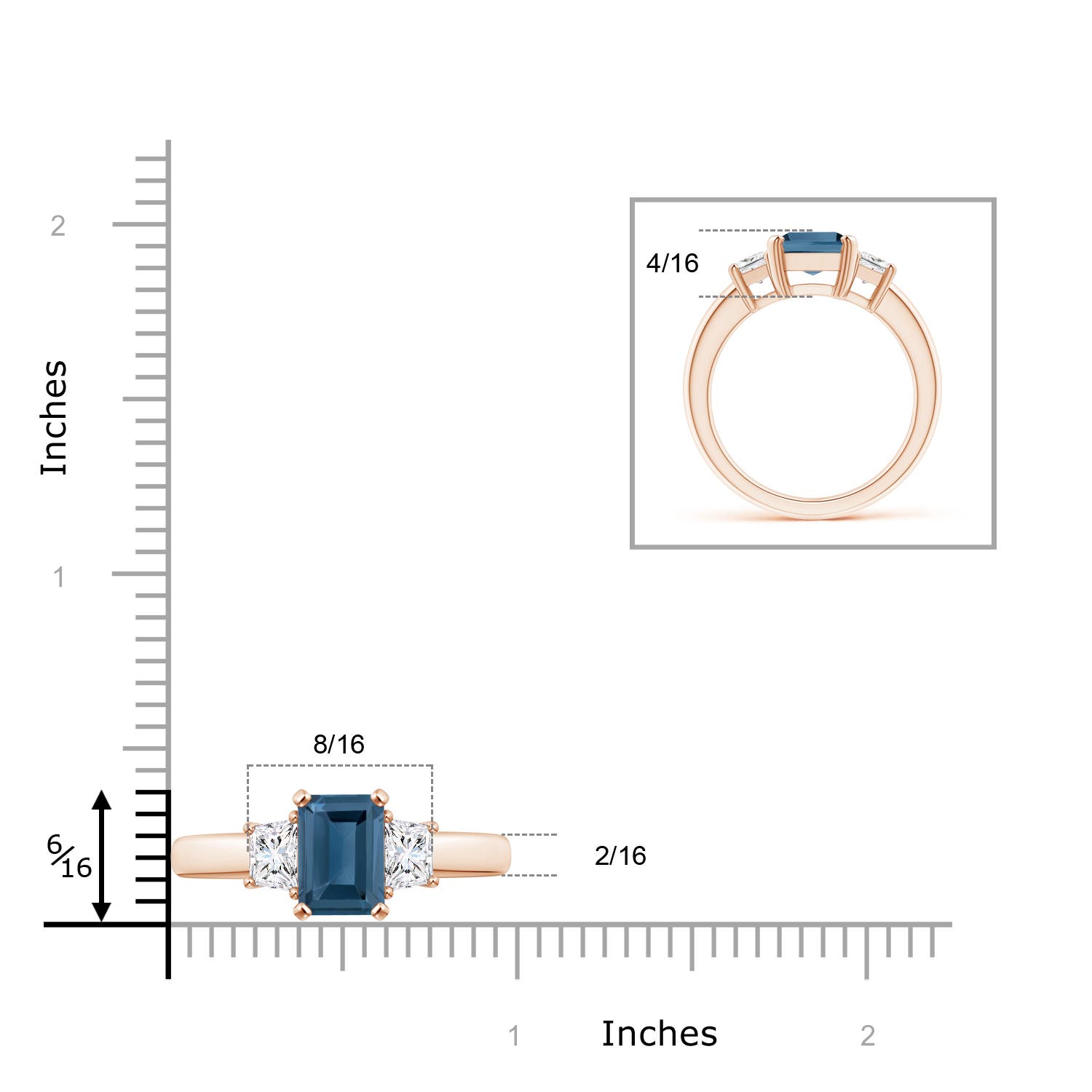 A - London Blue Topaz / 3.07 CT / 14 KT Rose Gold