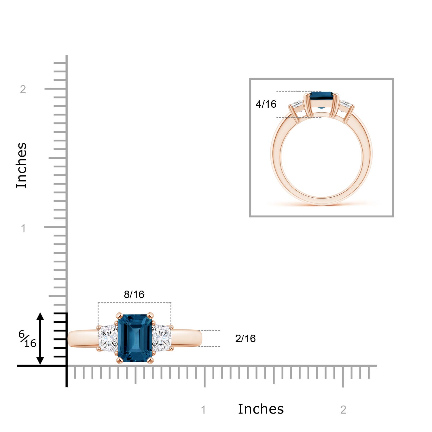 AAA - London Blue Topaz / 3.07 CT / 14 KT Rose Gold