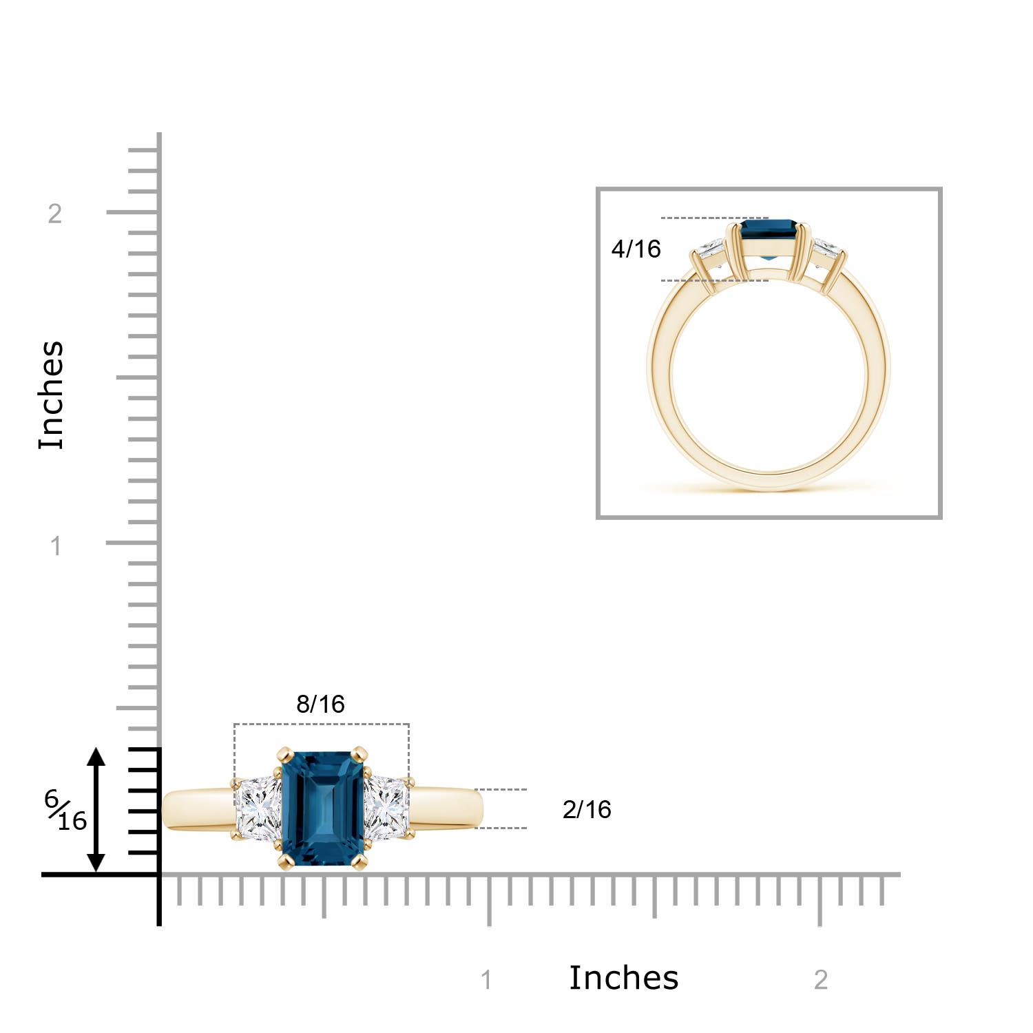 AAA - London Blue Topaz / 3.07 CT / 14 KT Yellow Gold