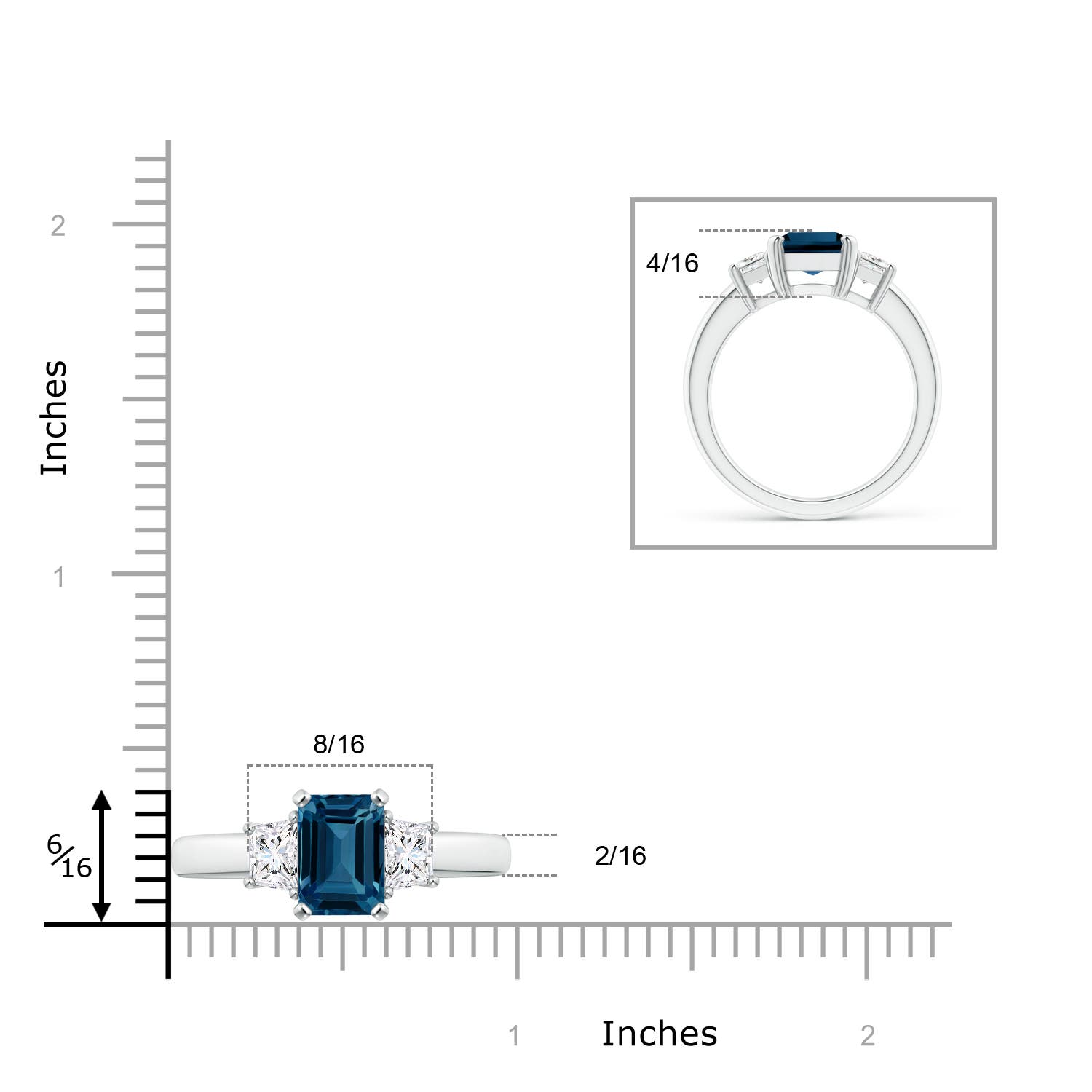 AAAA - London Blue Topaz / 3.07 CT / 14 KT White Gold