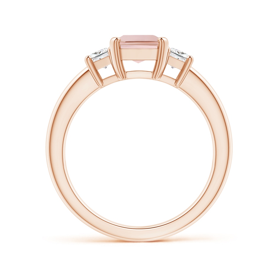 8x6mm AAA Morganite and Diamond Three Stone Ring in Rose Gold side 1