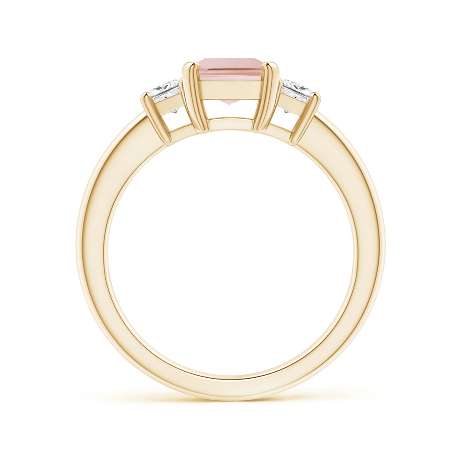 8x6mm AAA Morganite and Diamond Three Stone Ring in Yellow Gold side 1