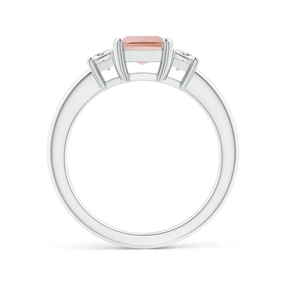 8x6mm AAAA Morganite and Diamond Three Stone Ring in P950 Platinum side 1