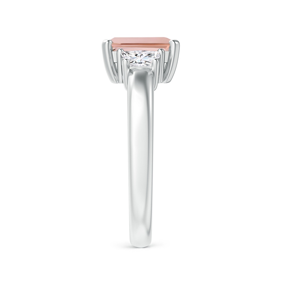 8x6mm AAAA Morganite and Diamond Three Stone Ring in P950 Platinum side 2