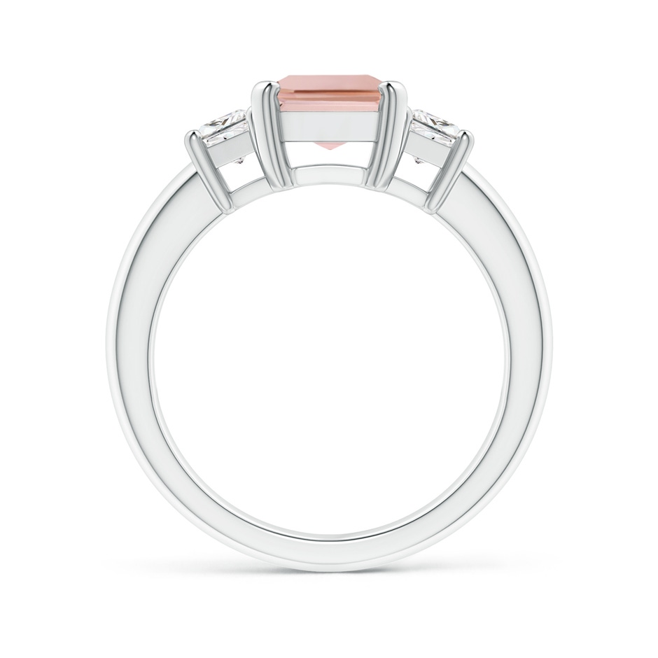 9x7mm AAAA Morganite and Diamond Three Stone Ring in P950 Platinum side 1
