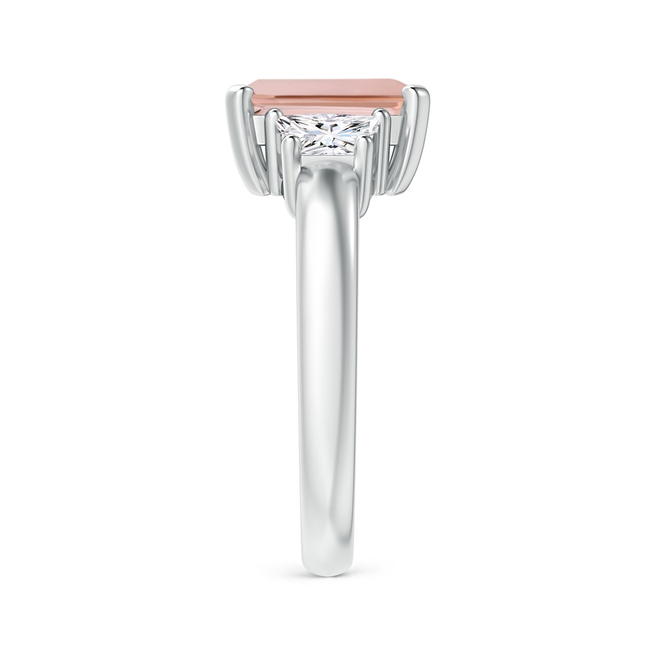 9x7mm AAAA Morganite and Diamond Three Stone Ring in P950 Platinum side 2