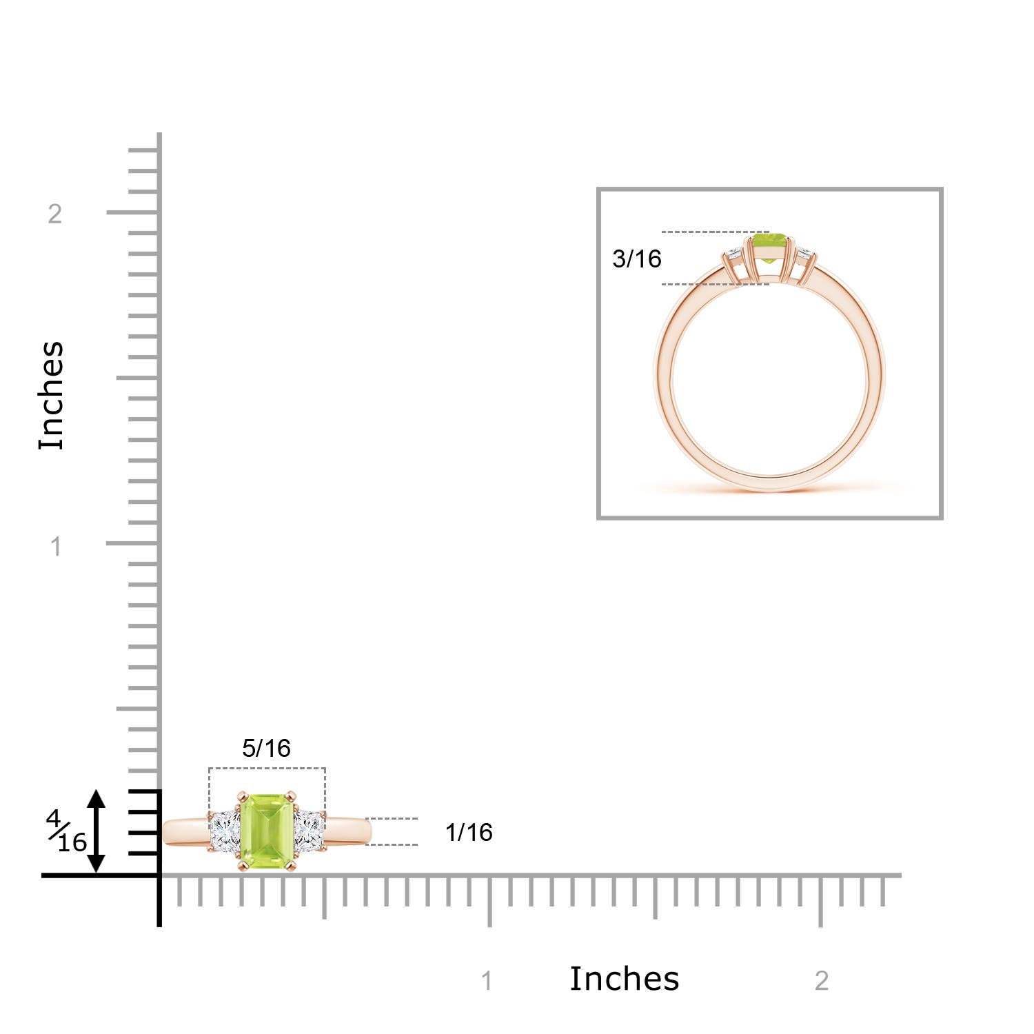 A - Peridot / 0.8 CT / 14 KT Rose Gold