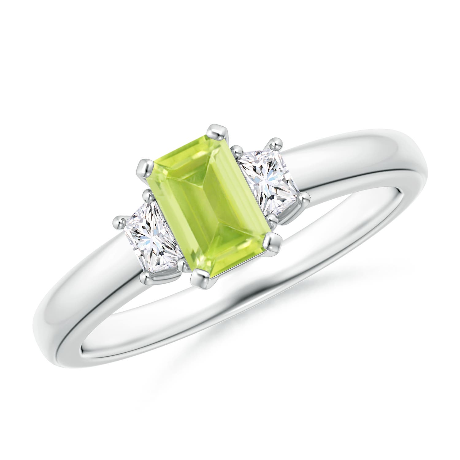 A - Peridot / 0.8 CT / 14 KT White Gold