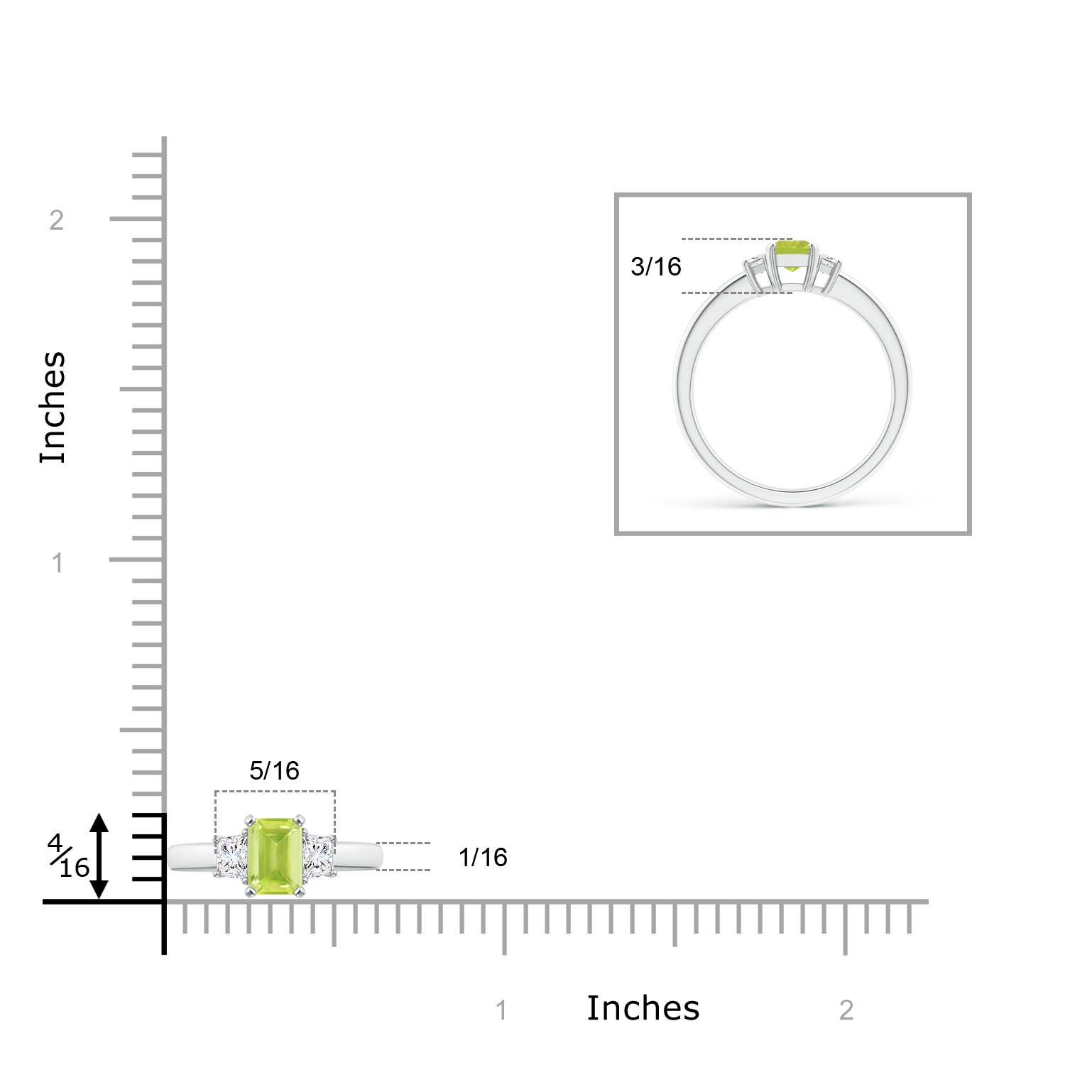 A - Peridot / 0.8 CT / 14 KT White Gold