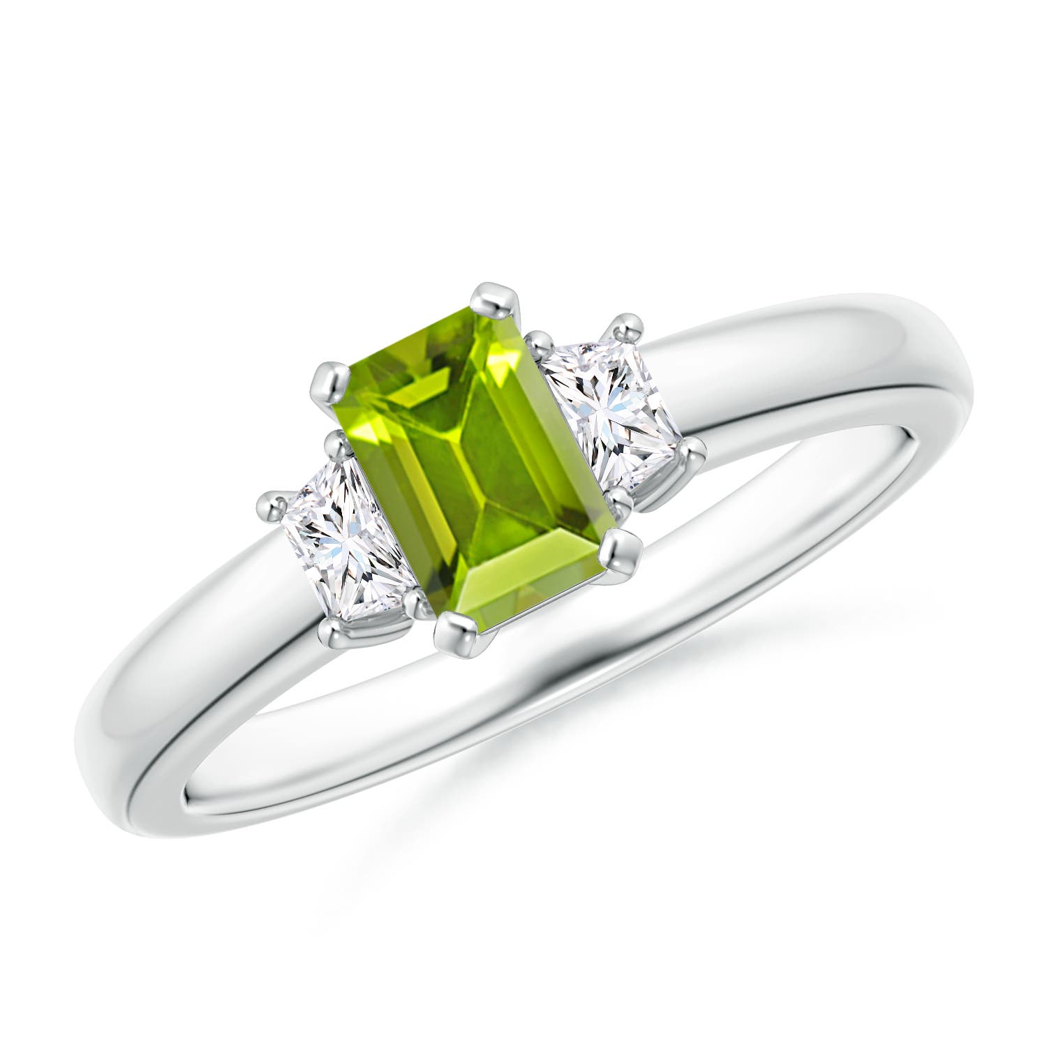 AAA - Peridot / 0.8 CT / 14 KT White Gold