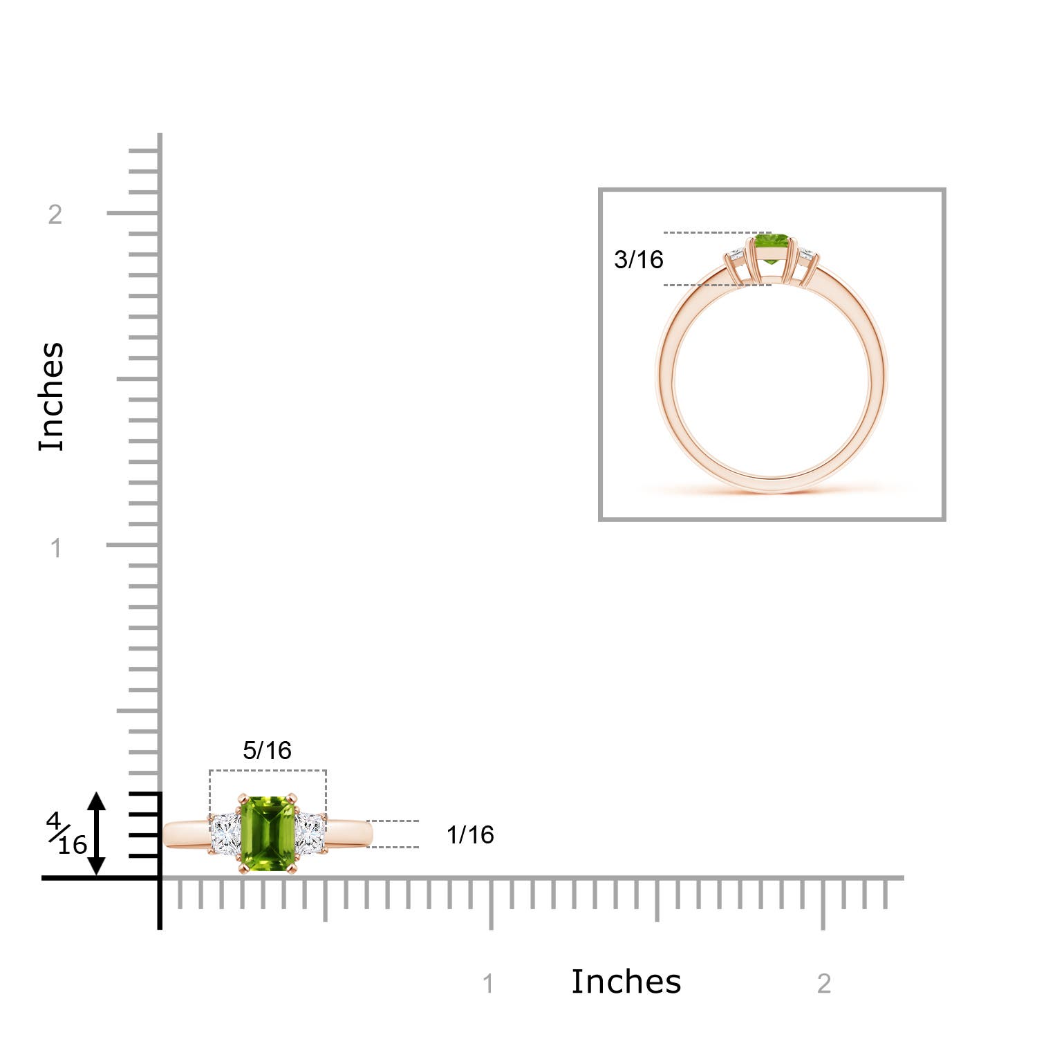 AAAA - Peridot / 0.8 CT / 14 KT Rose Gold