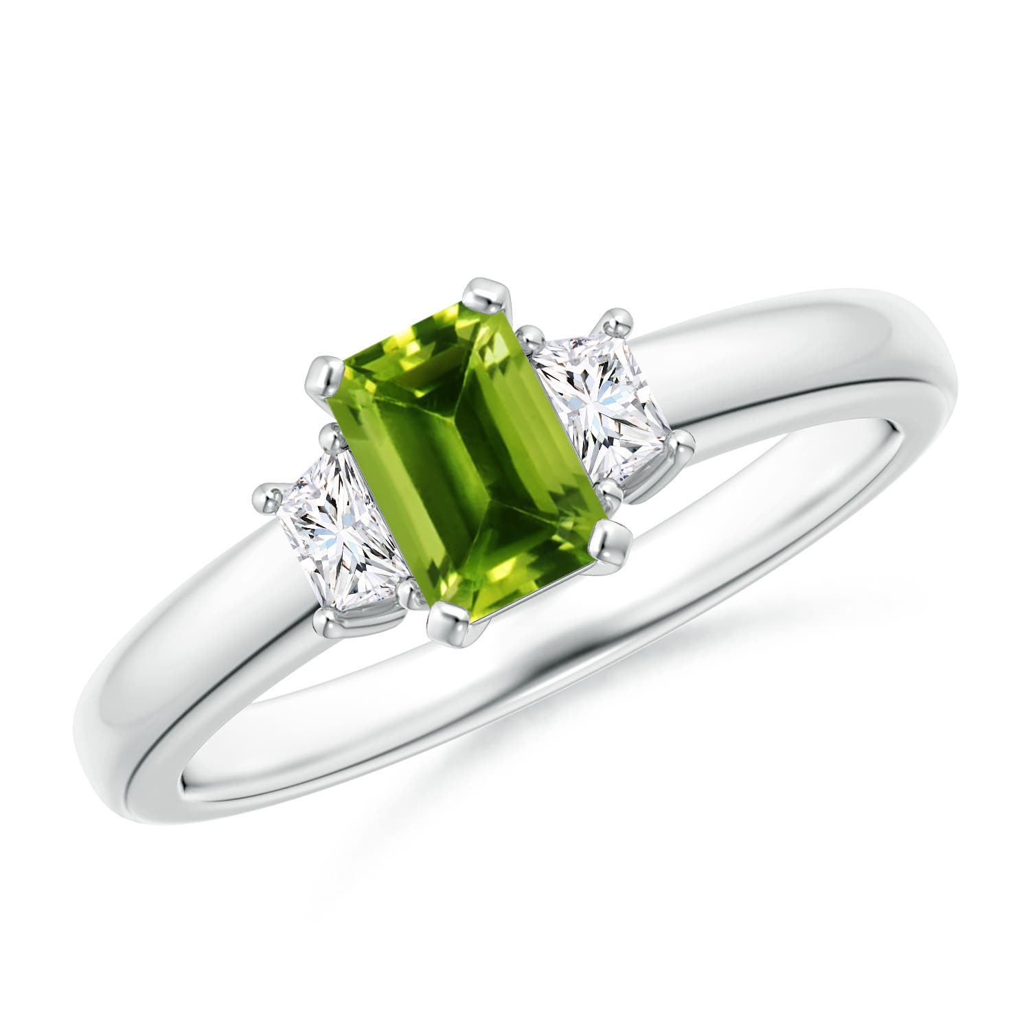 AAAA - Peridot / 0.8 CT / 14 KT White Gold