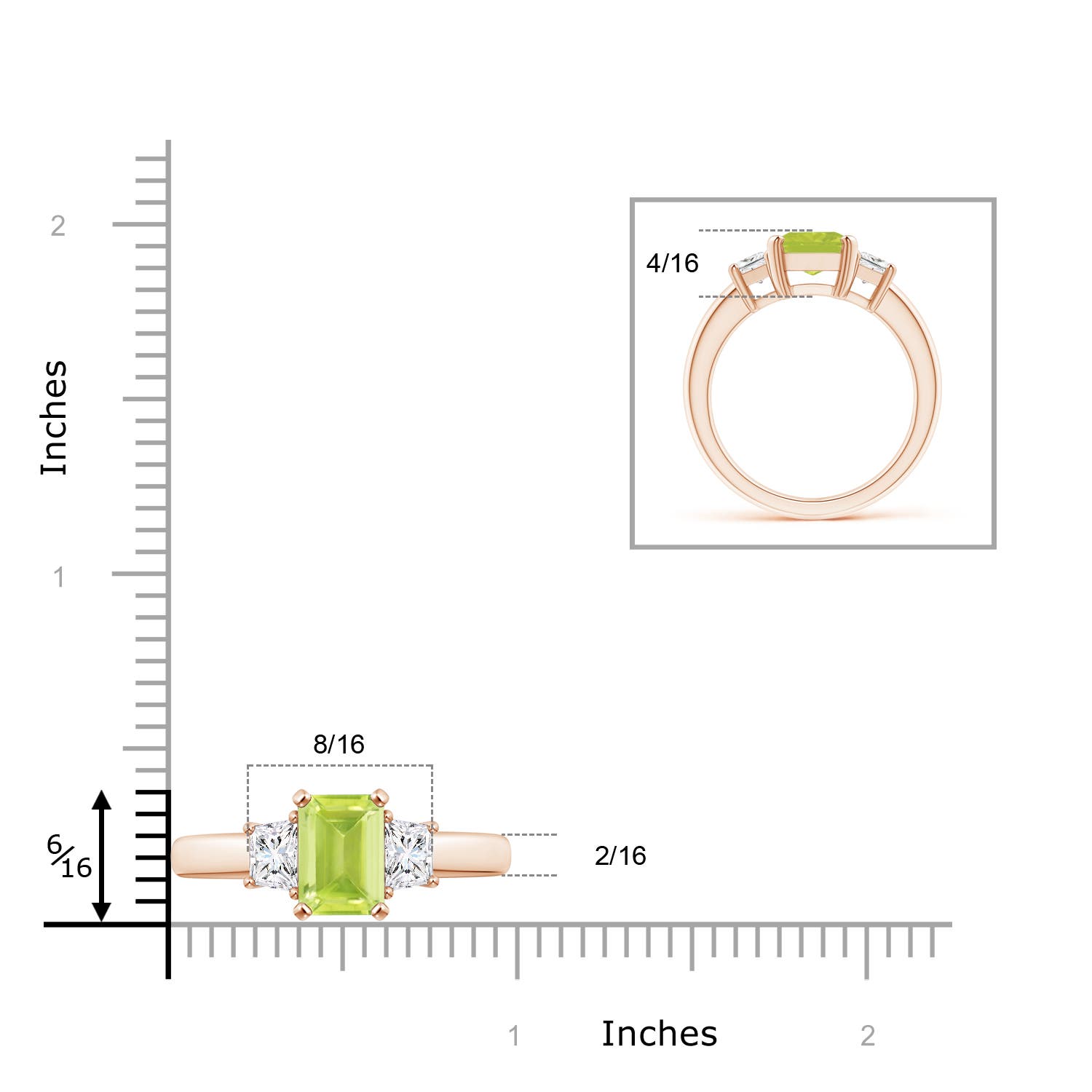 A - Peridot / 2.67 CT / 14 KT Rose Gold