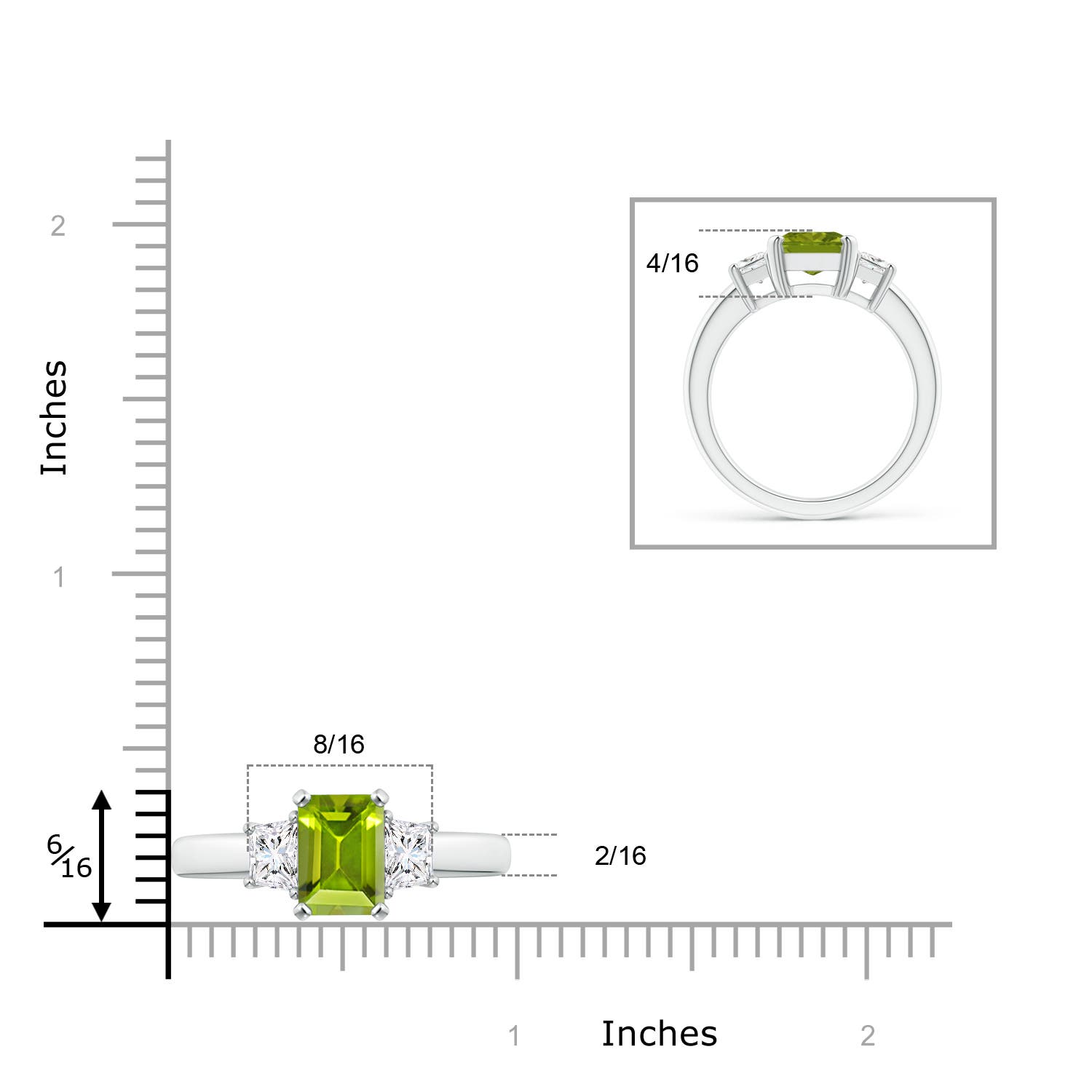 AAA - Peridot / 2.67 CT / 14 KT White Gold