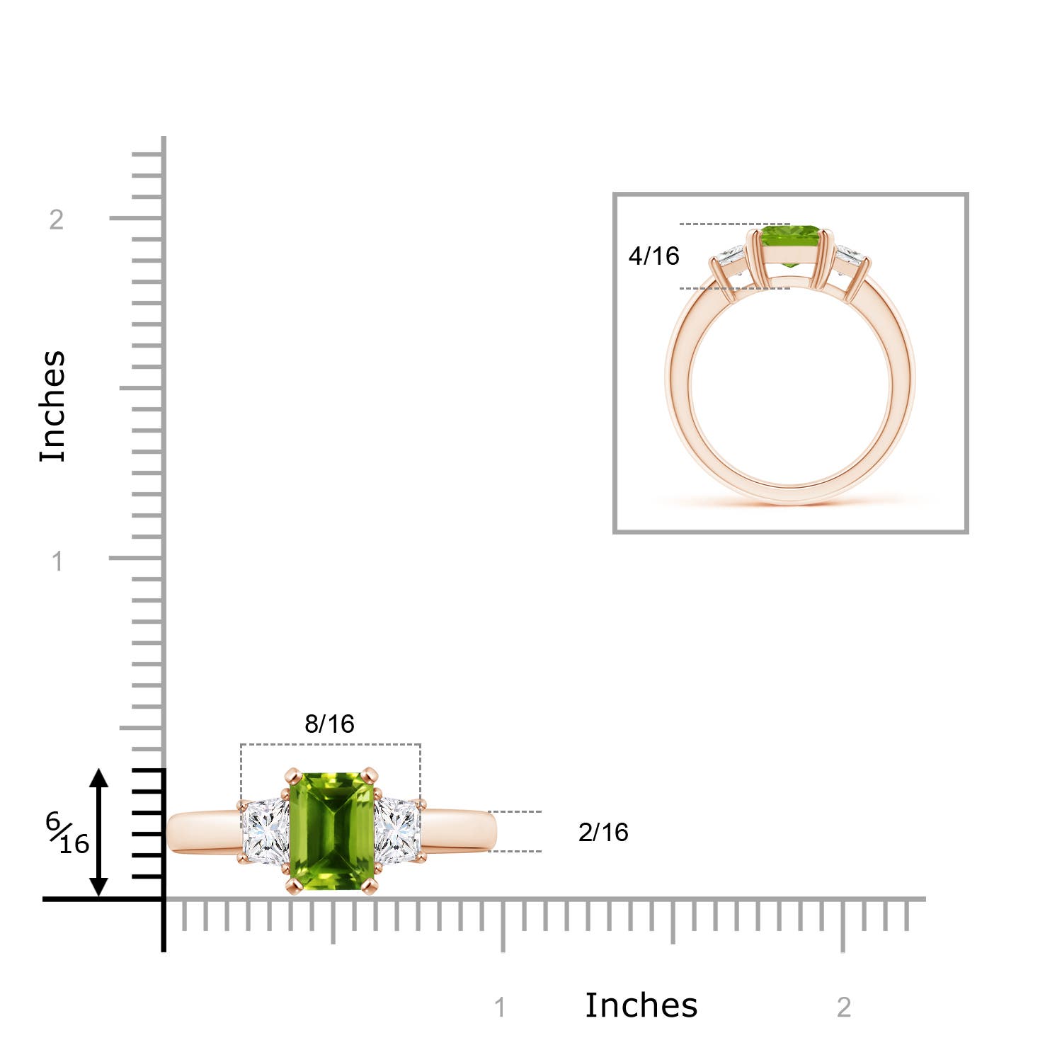 AAAA - Peridot / 2.67 CT / 14 KT Rose Gold