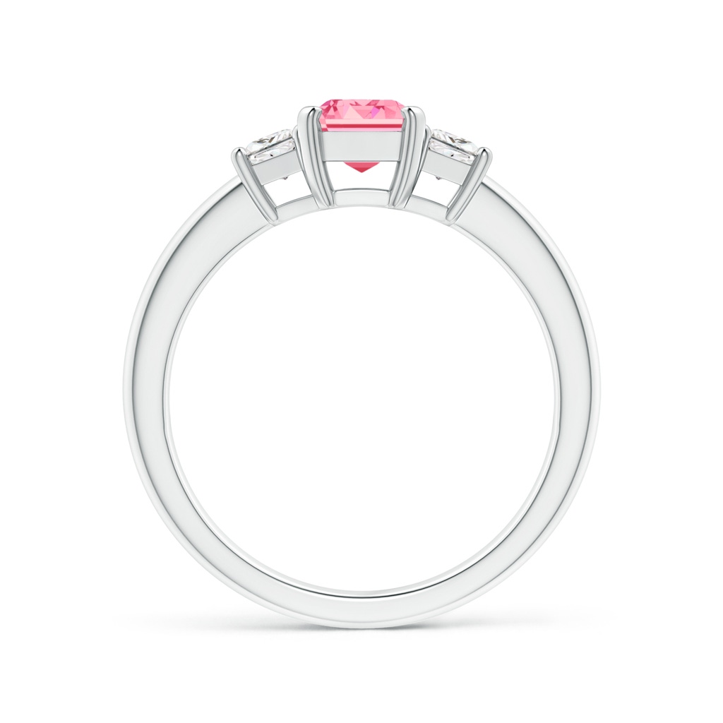 7x5mm AAAA Fancy Intense Pink and White Diamond Three Stone Ring in P950 Platinum - side 199