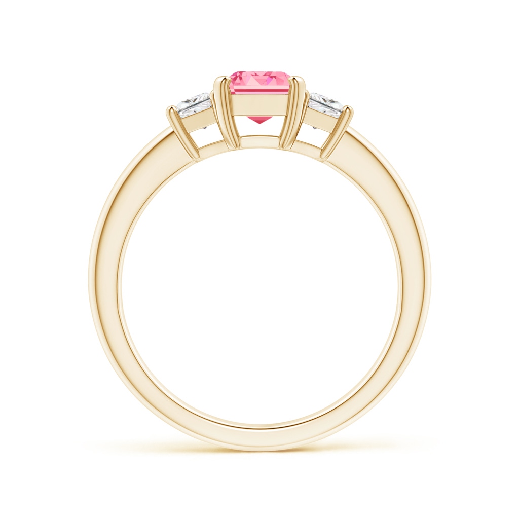 7x5mm AAAA Fancy Intense Pink and White Diamond Three Stone Ring in Yellow Gold - side 199