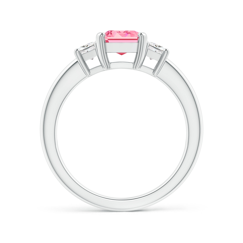 8x6mm AAAA Fancy Intense Pink and White Diamond Three Stone Ring in White Gold - side 199