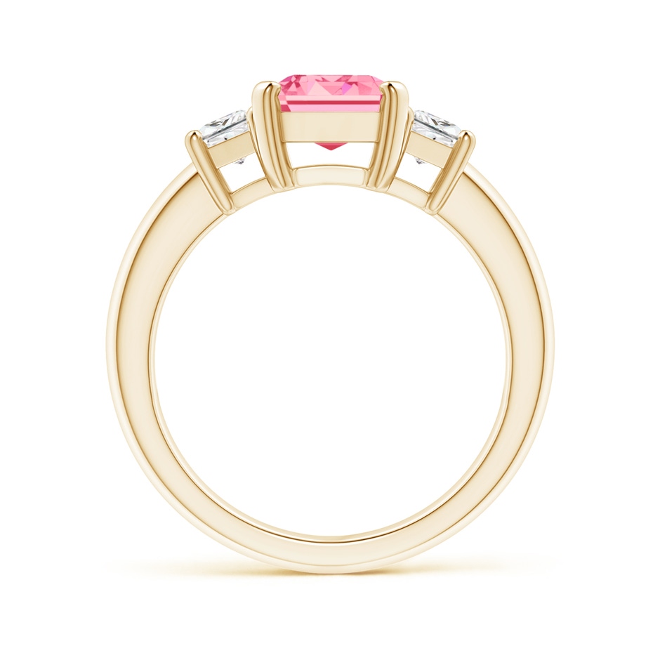 9x7mm AAAA Fancy Intense Pink and White Diamond Three Stone Ring in 18K Yellow Gold side 199
