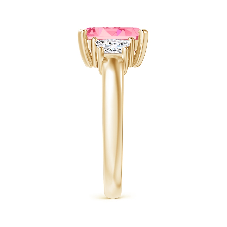 9x7mm AAAA Fancy Intense Pink and White Diamond Three Stone Ring in 18K Yellow Gold side 299