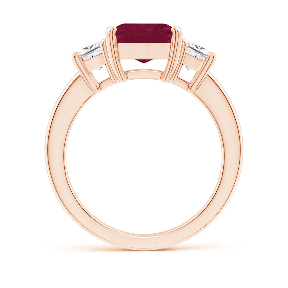 10x8mm A Ruby and Diamond Three Stone Ring in Rose Gold side 199