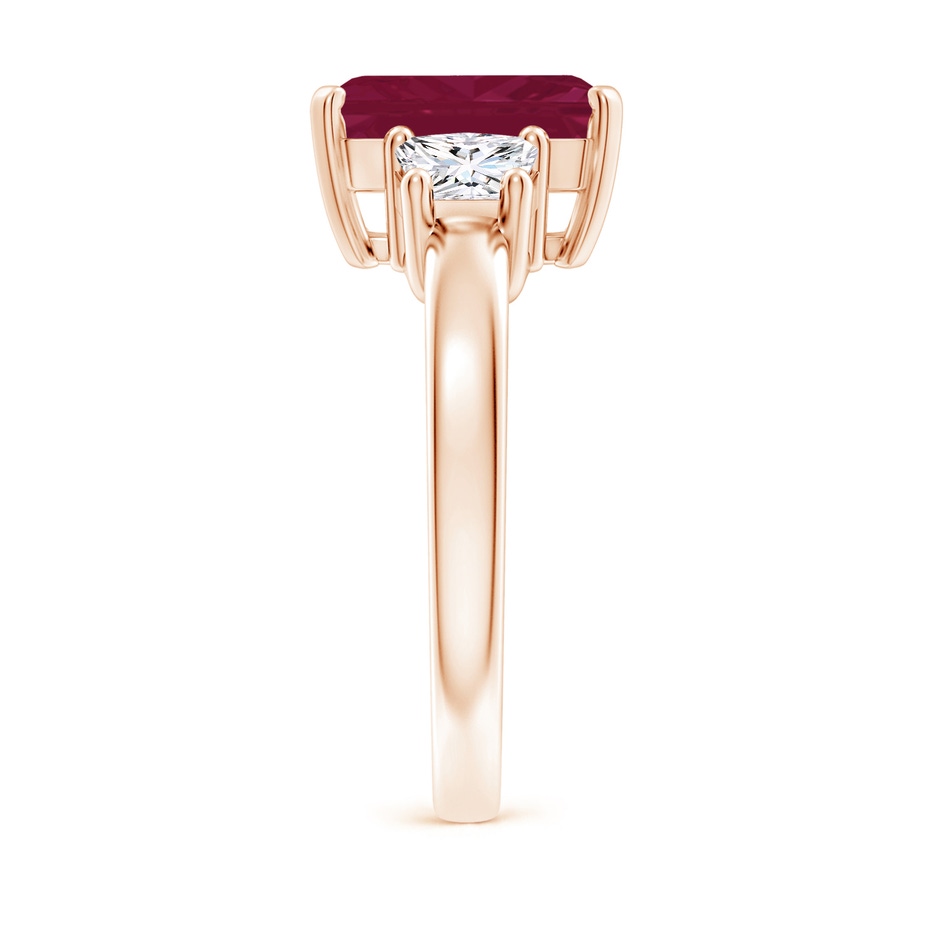 10x8mm A Ruby and Diamond Three Stone Ring in Rose Gold side 299