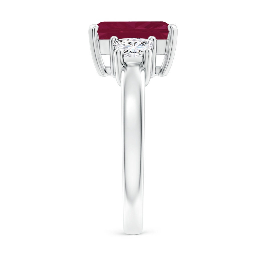 10x8mm A Ruby and Diamond Three Stone Ring in White Gold side 299
