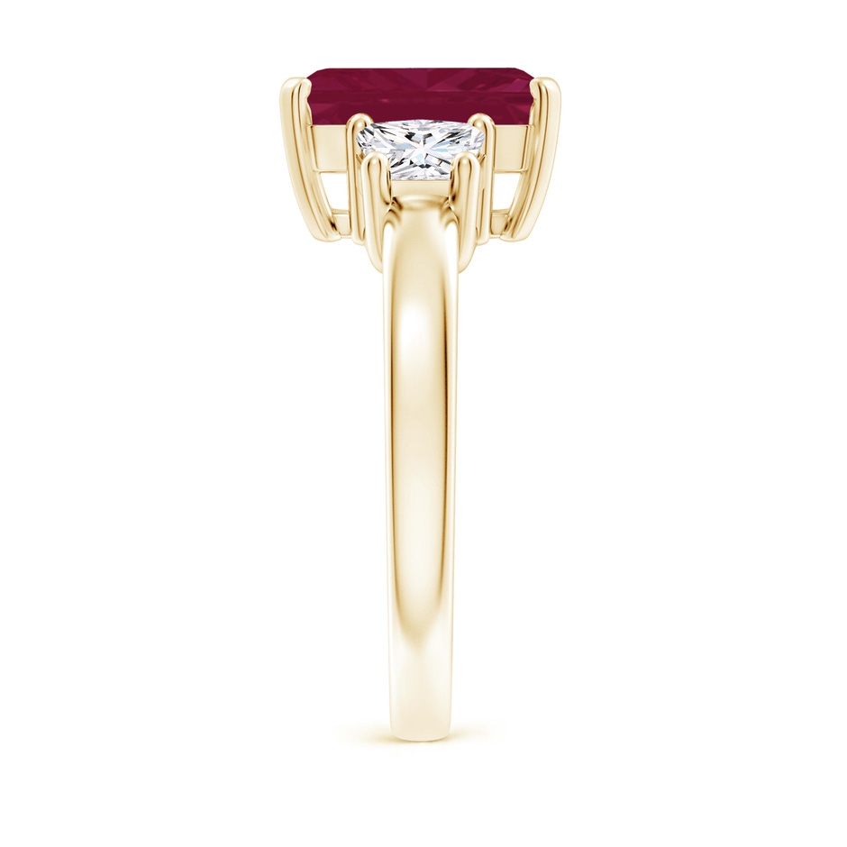 10x8mm A Ruby and Diamond Three Stone Ring in Yellow Gold side 299