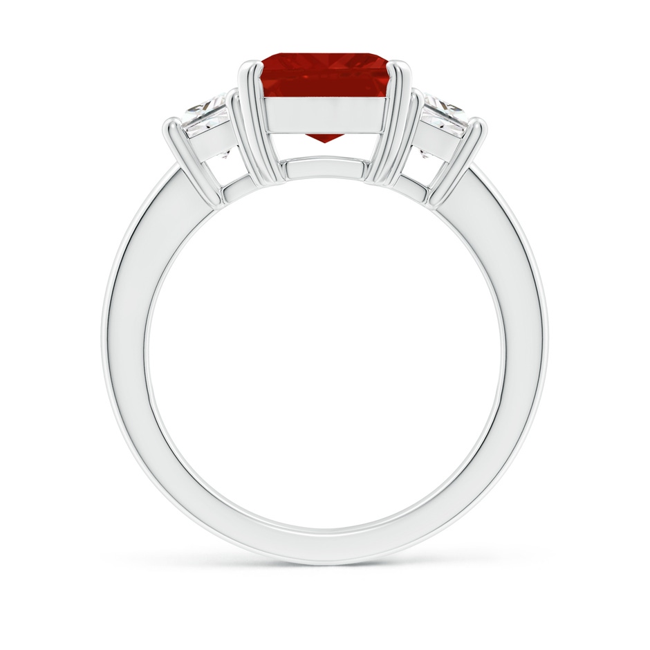 10x8mm AA Ruby and Diamond Three Stone Ring in P950 Platinum side 199