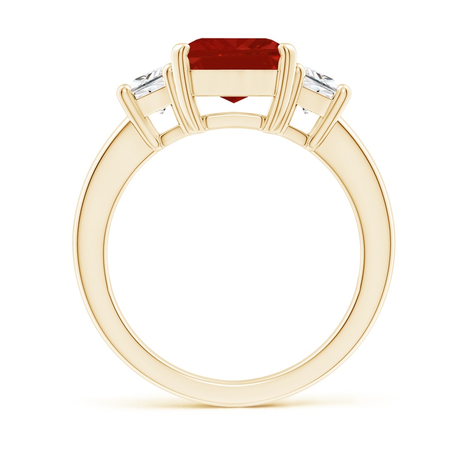 10x8mm AA Ruby and Diamond Three Stone Ring in Yellow Gold side 199