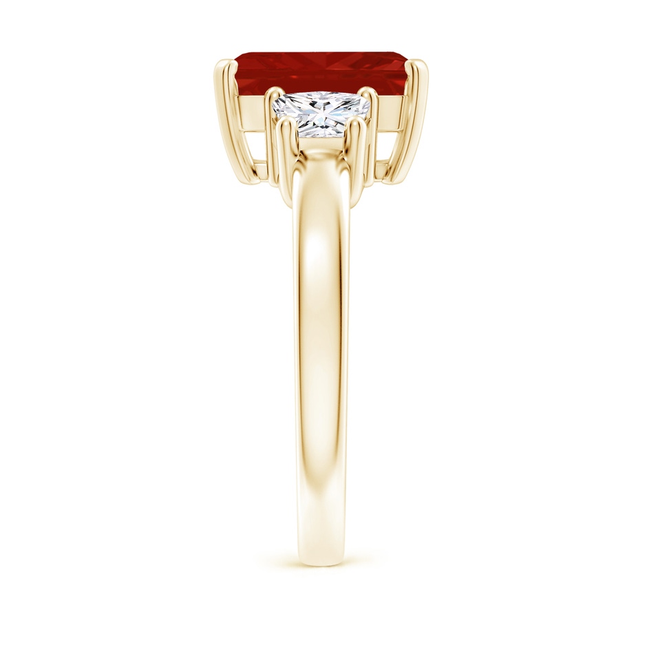 10x8mm AA Ruby and Diamond Three Stone Ring in Yellow Gold side 299