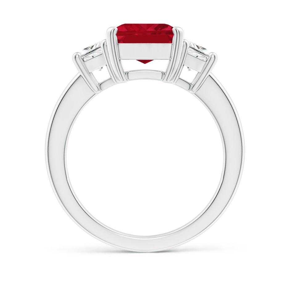 10x8mm AAA Ruby and Diamond Three Stone Ring in P950 Platinum side 199