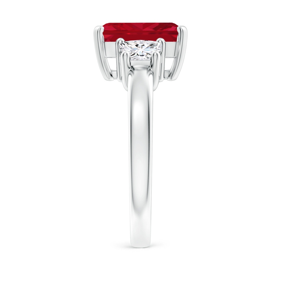 10x8mm AAA Ruby and Diamond Three Stone Ring in P950 Platinum side 299