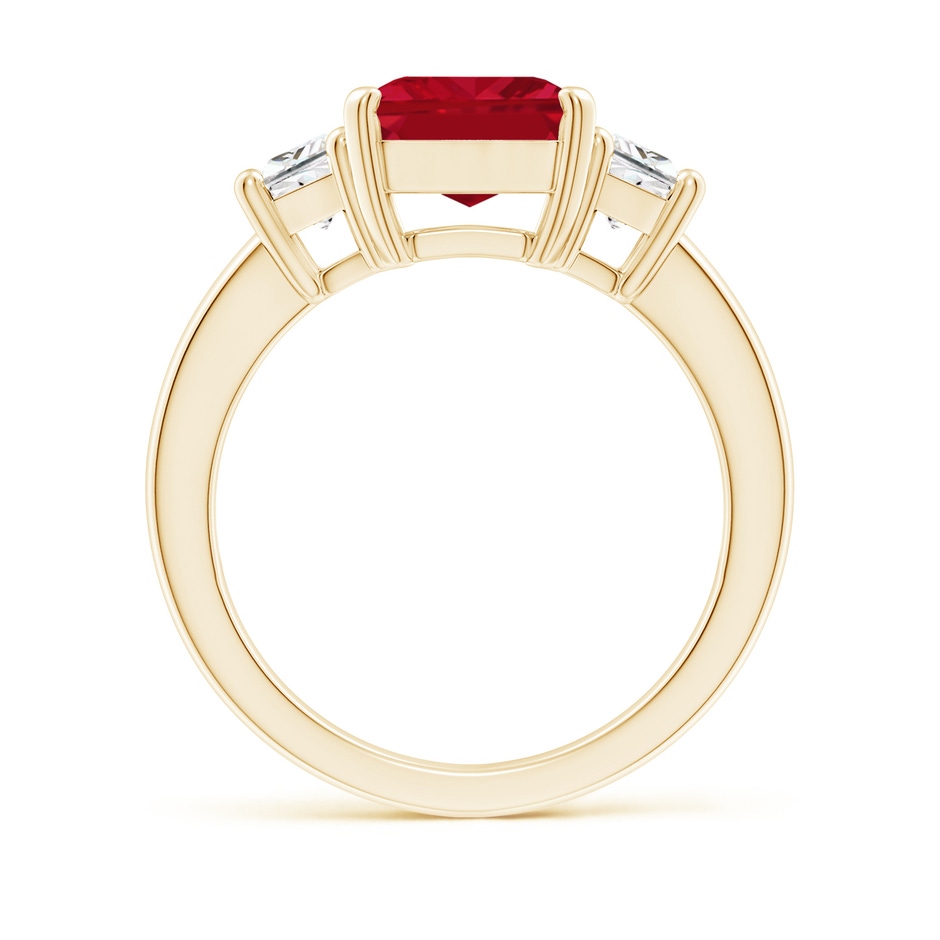 10x8mm AAA Ruby and Diamond Three Stone Ring in Yellow Gold side 199