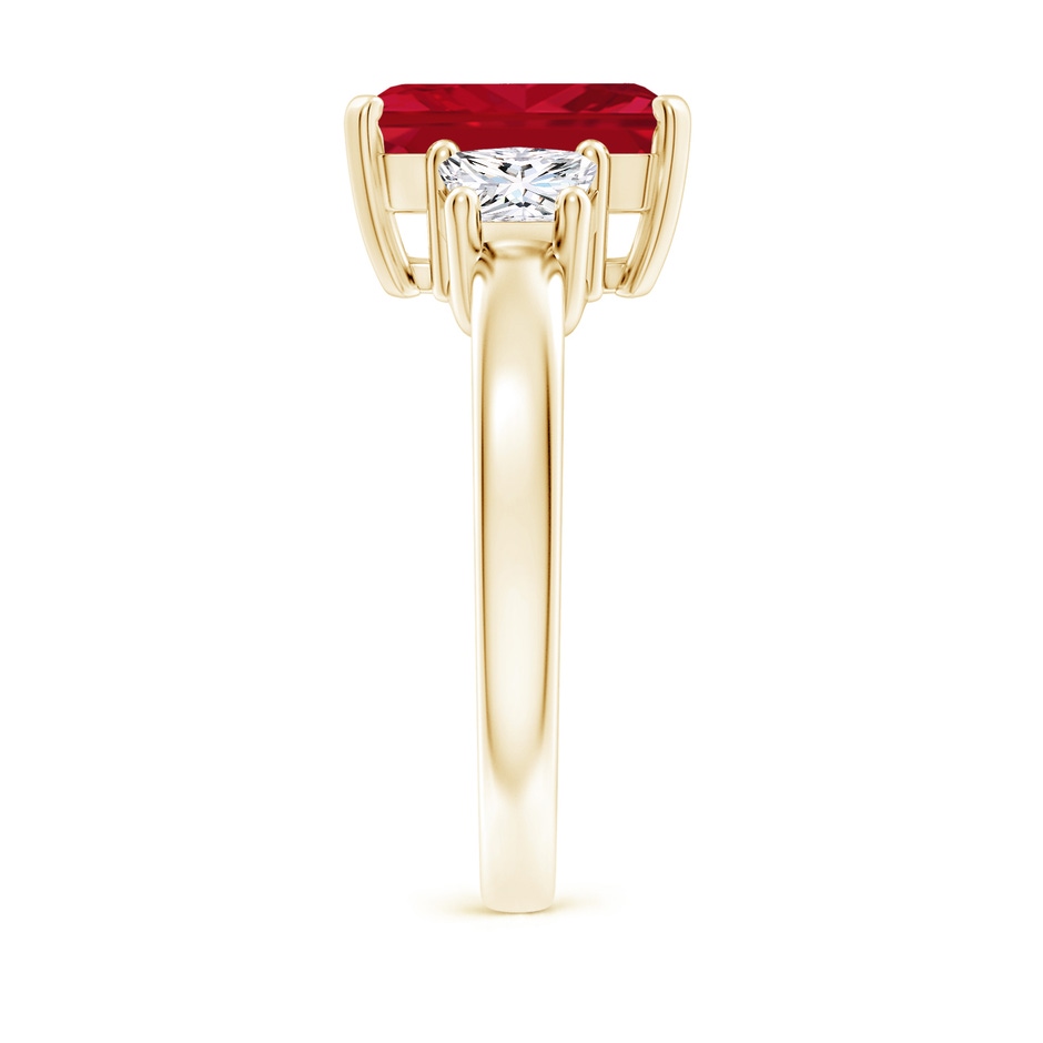 10x8mm AAA Ruby and Diamond Three Stone Ring in Yellow Gold side 299